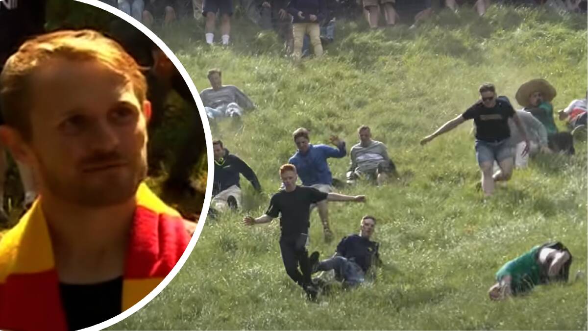 Perth man Dylan Twiss wins the second race at the Cooper's Hill Cheese-Rolling and Wake in Gloucestershire. Picture YouTube