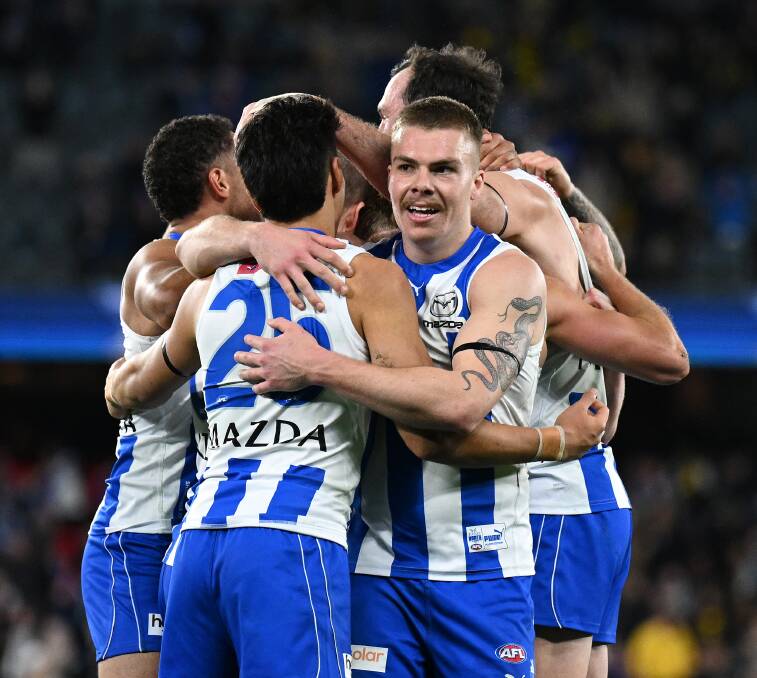 Cameron Zurhaar produced a match-winning six-goal haul for the Roos against Richmond at Marvel Stadium on Saturday. Picture: AAP